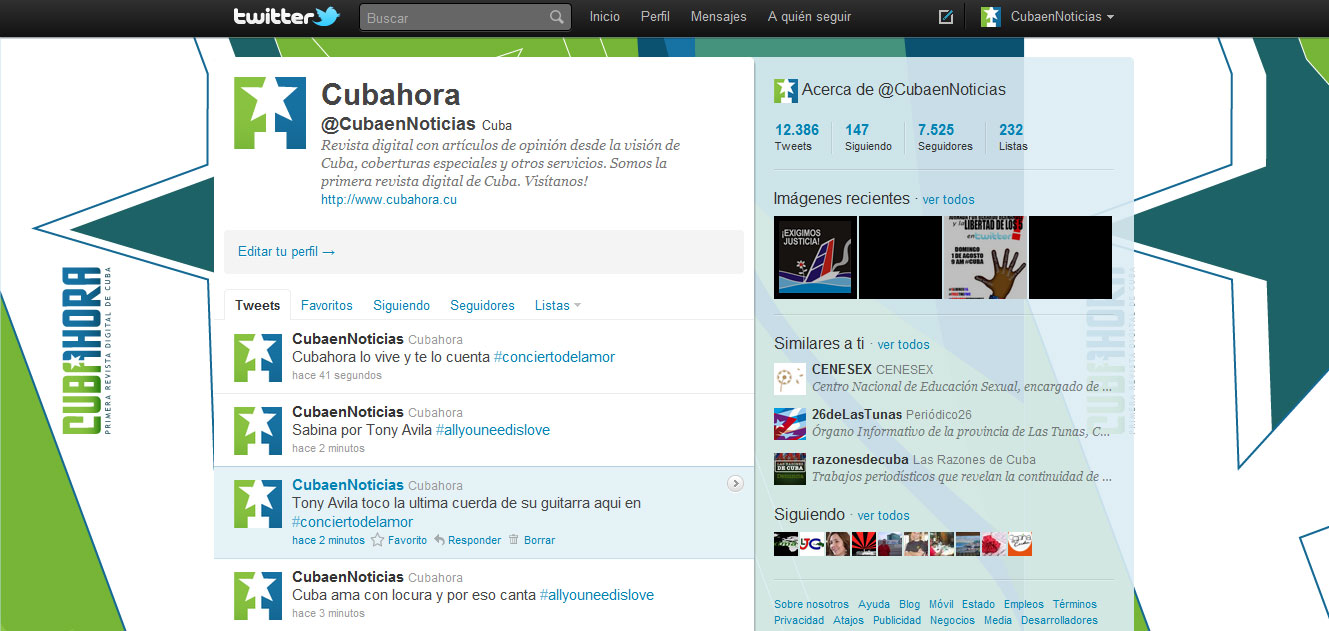 twitter, concierto del amor