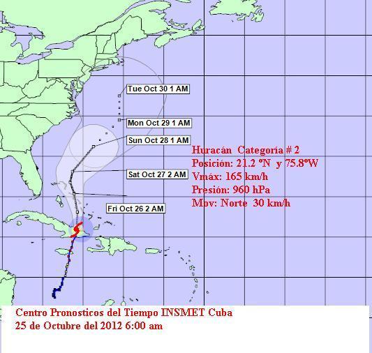 Huracán Sandy Cono Aviso 12