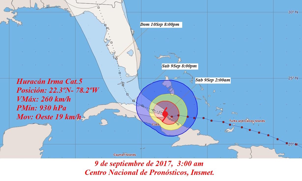 Cono trayectoria Irma, sàbado
