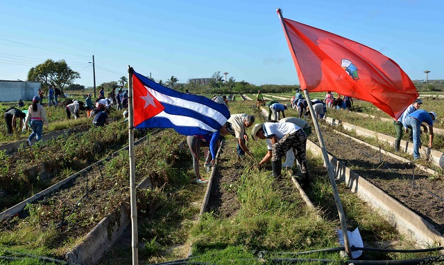 Jóvenes junto al pueblo camagüeyano.