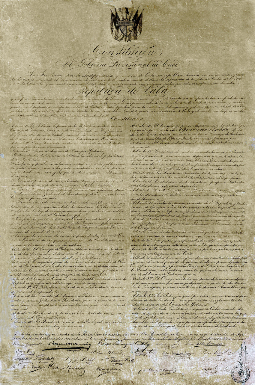 Documento restaurado de la Constitución de Jimaguayú