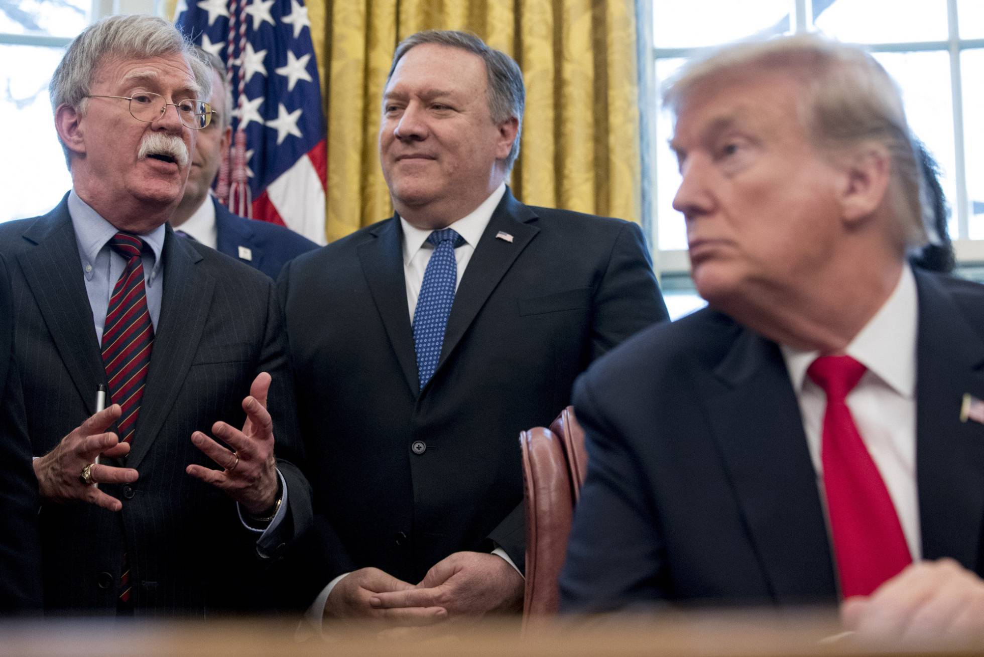 Trump, Bolton y Pompeo