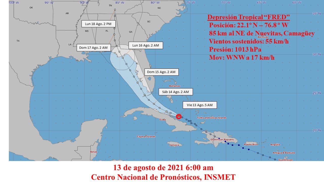 Tormenta tropical Fred 13/08/6:00am