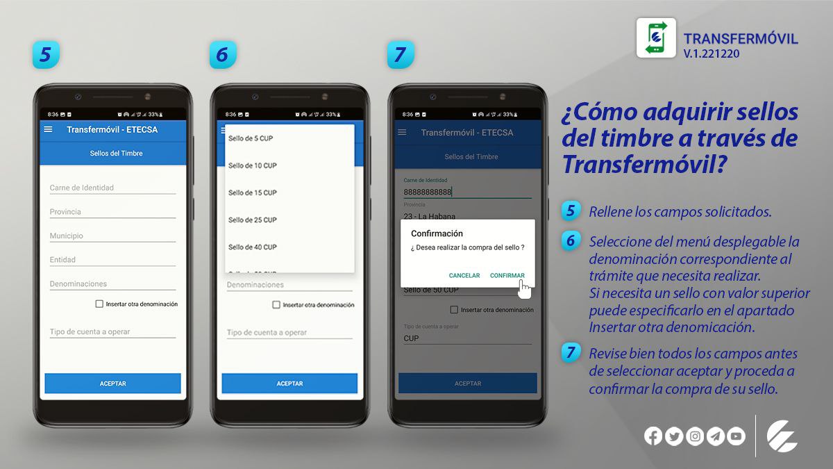 Tutorial comprar sellos por Transfermóvil