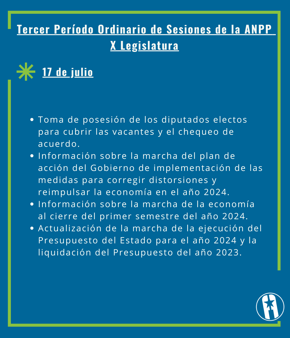 Tercer Período Ordinario de Sesiones de la ANPP