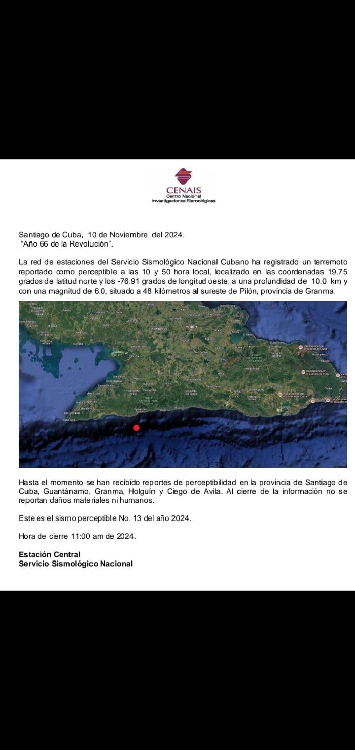 Sismos sacuden el oriente cubano